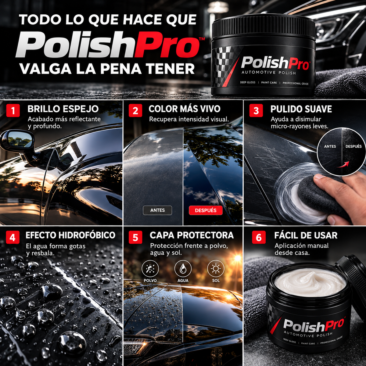 PolishPro™ | Pasta Automotriz Efecto Espejo con Proteccion y Brillo