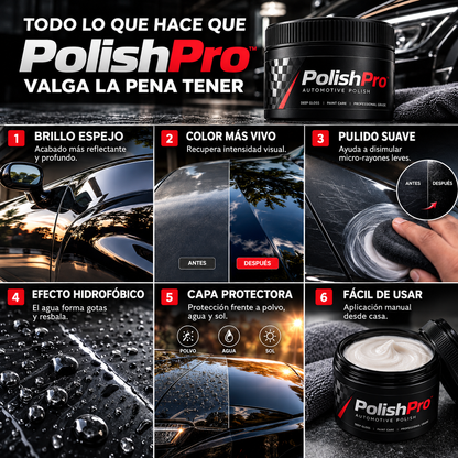 PolishPro™ | Pasta Automotriz Efecto Espejo con Proteccion y Brillo