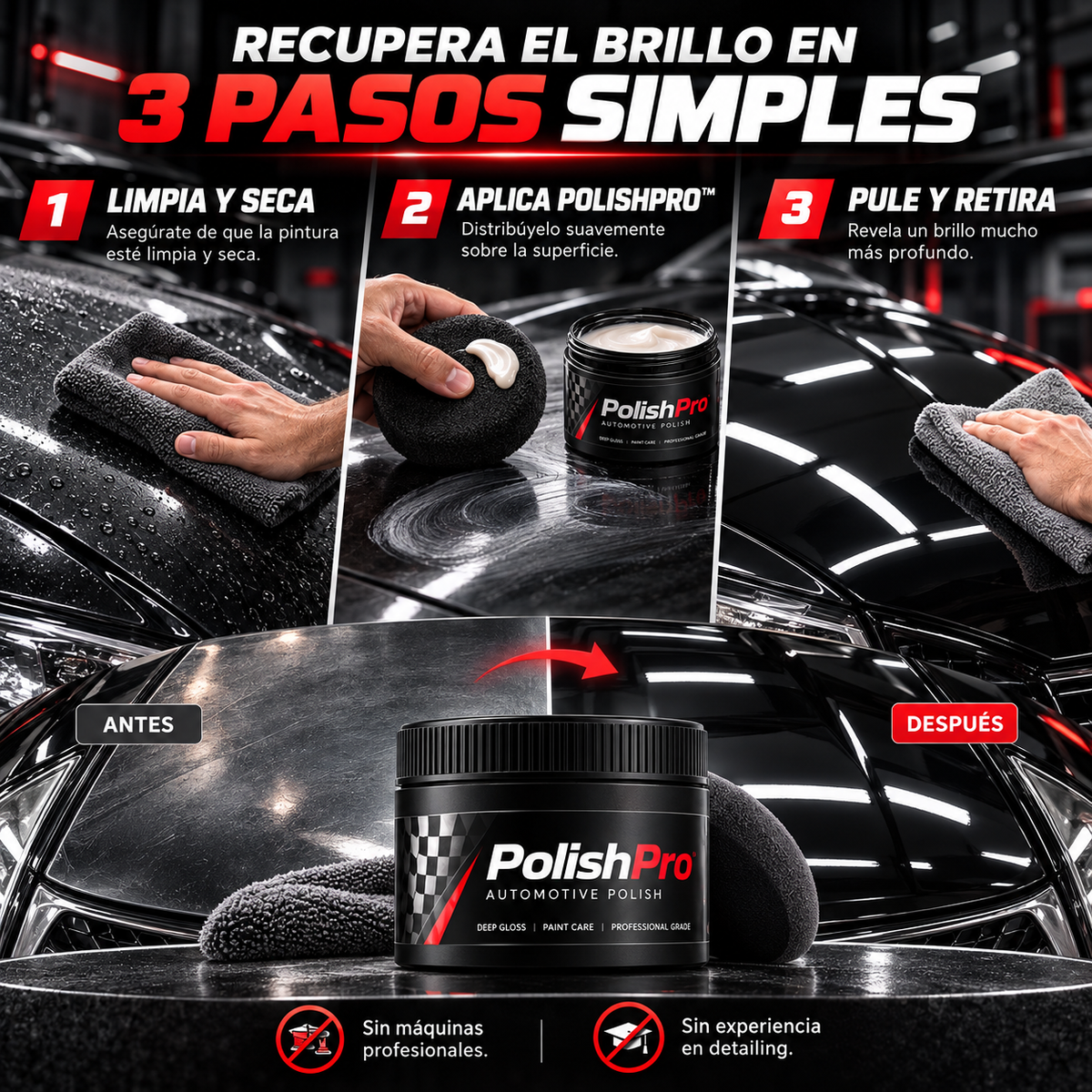 PolishPro™ | Pasta Automotriz Efecto Espejo con Proteccion y Brillo
